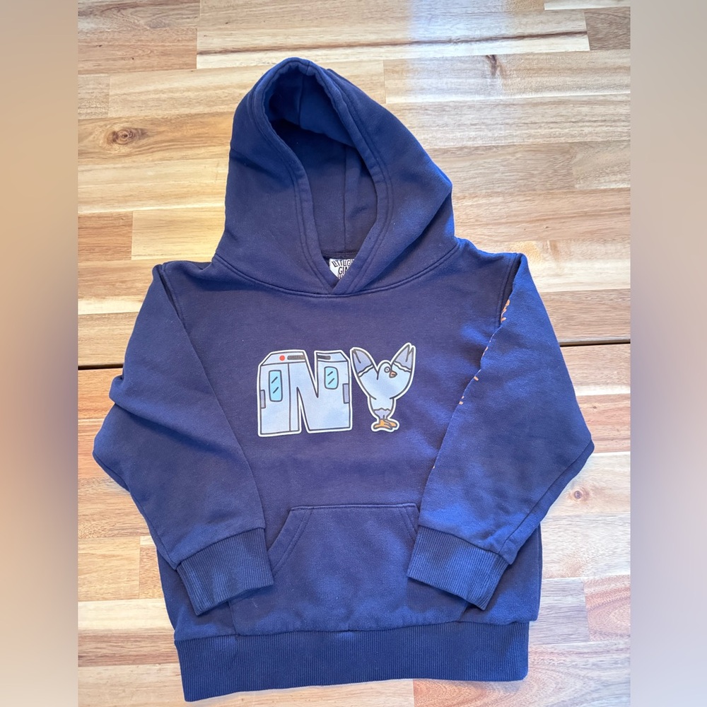 Kids little giants ny subway pigeon Navy Blue Hoodie